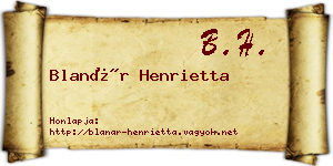 Blanár Henrietta névjegykártya