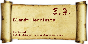 Blanár Henrietta névjegykártya