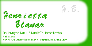 henrietta blanar business card